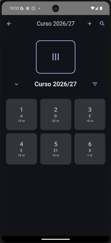 Vista de asignaturas